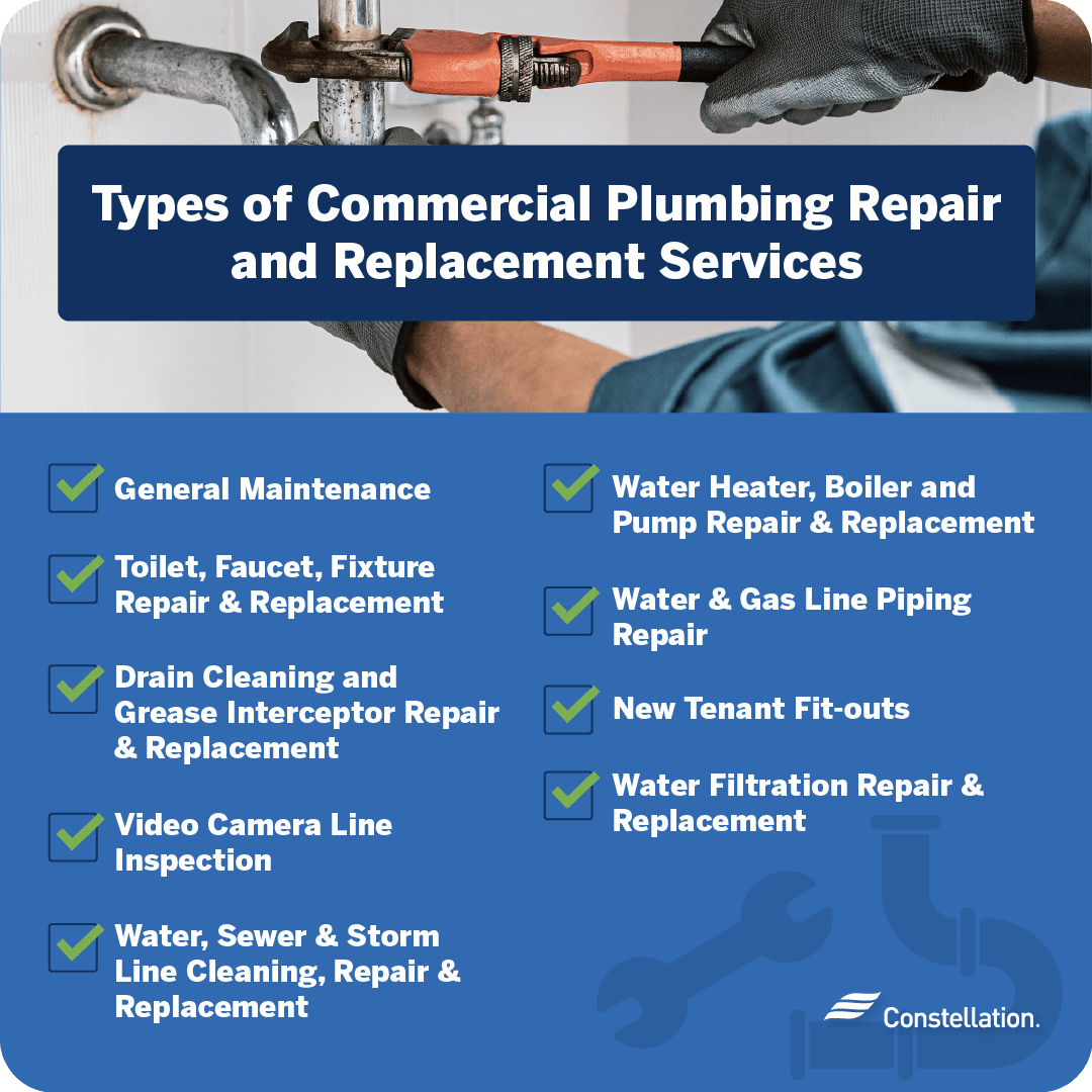Constellation commercial plumbing repair and replacement services.